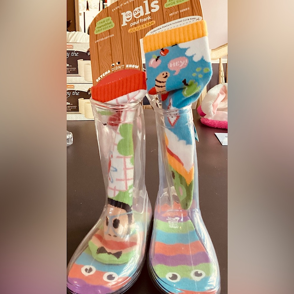 Kids See Through Boots with Socks size 11-12